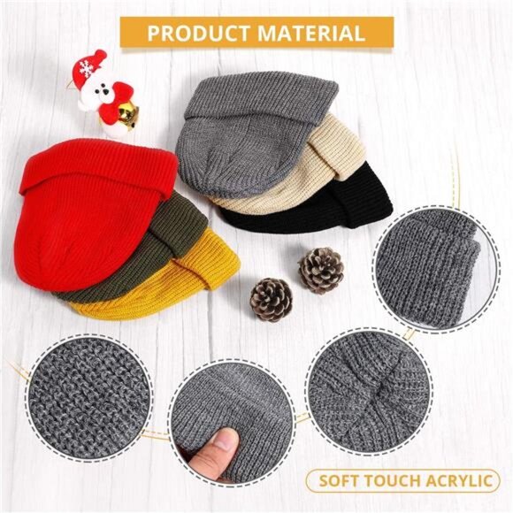 12 Pieces Trawler Beanie Hats Knit Cuff Beanie Roll-Up Edge Skull Cap Fisherman - Picture 3 of 7